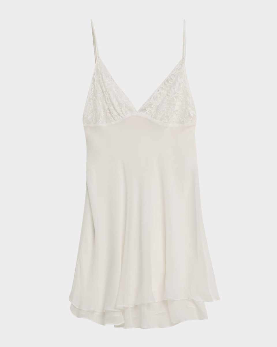Floral Lace & Silk Chiffon Mini Slip Dress